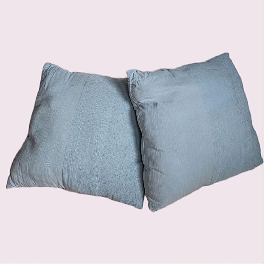 Pale Blue Tone On Tone Textured Accent  Pillows Set Of Two 15"